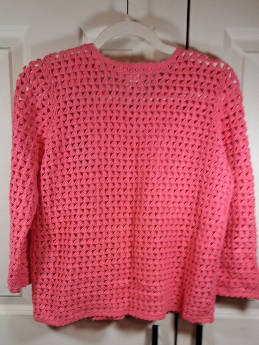 Casual Corner Coral Pink Crochet Cardigan - Picture 6 of 8